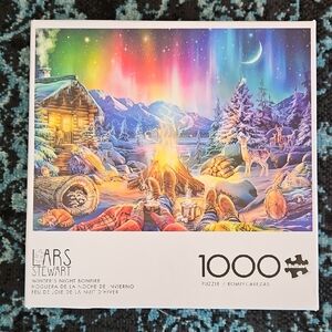 Lars Stewart Winter's Night Bonfire 1000-Piece Puzzle